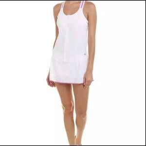 Trina Turk tennis dress white with a touch of pink mesh two piece NWT various